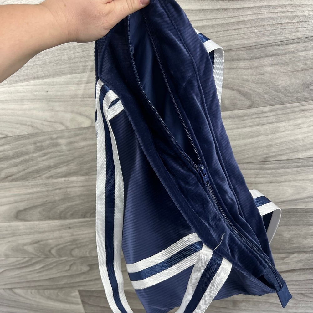 Pink Victoria's Secret Tote Bag Womens Blue Velvet Dual Handle Zip Casual Basic - Picture 9 of 14